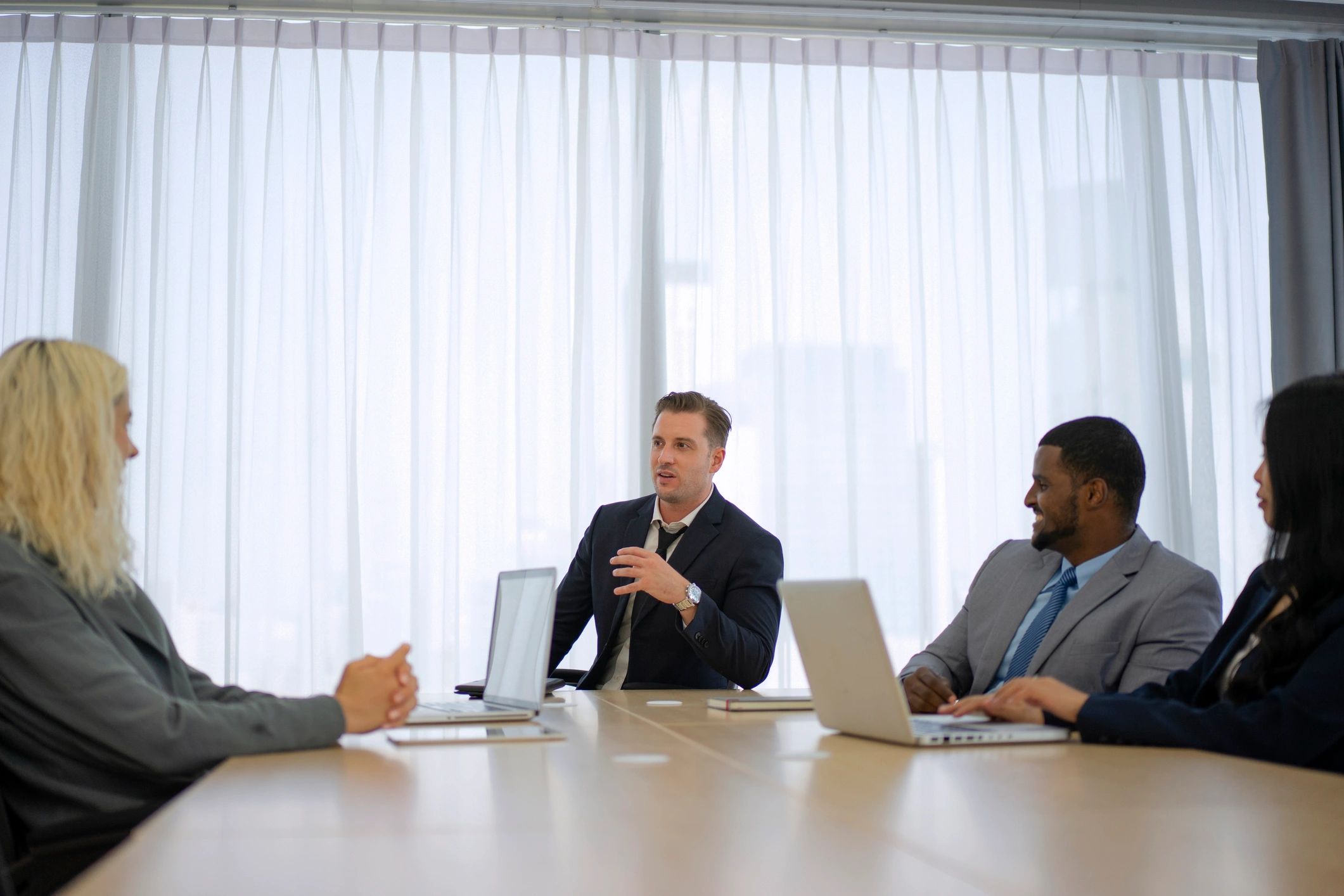 Conference room discussion for a truck accident case