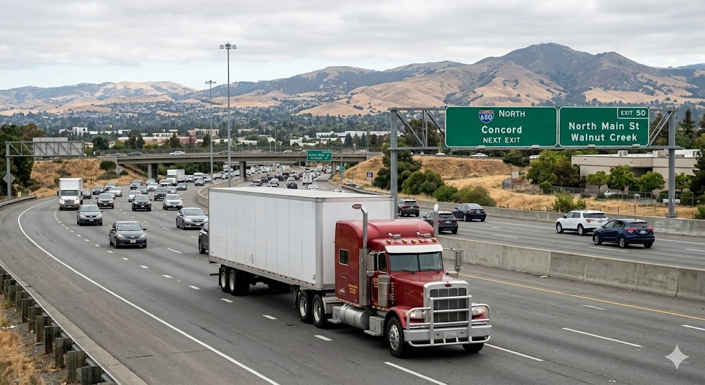 Truck on highway 680 near concord, ca